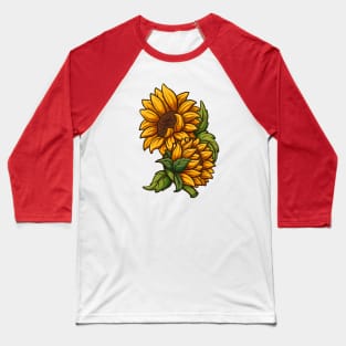 Cartoon Sunflower Baseball T-Shirt